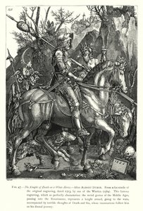El caballero de la muerte en un caballo blanco