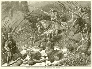 La dama de los mercianos luchando contra los galeses de English School
