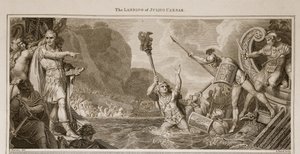 El desembarco de Julio César, ilustración de La Historia de Inglaterra de David Hume, pub. por R. Bowyer, Londres, 1812 de English School