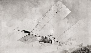 La máquina voladora del aeródromo de Langley en vuelo en el siglo XIX. De The Strand Magazine publicado en 1897. de English School