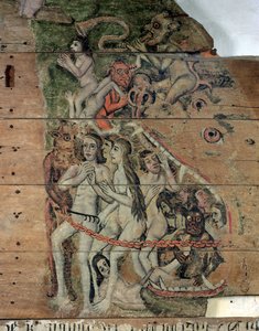 La Última Trompeta, del Juicio Final de Wenhaston, c.1500-20 (madera pintada) de English School