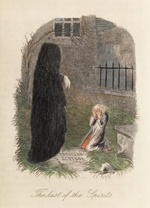 El último de los espíritus, ilustración de A Christmas Carol por Charles Dickens 1843