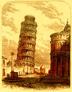 La Torre Inclinada y el Ábside de la Catedral, Pisa, ilustración de The World as it Is de George Chisholm, publicado en 1885