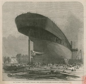 El barco de vapor Leviathan (Gran Eastern); popa y eje para las palas del tornillo de English School