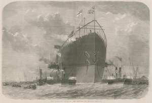 El Leviathan remolcado a sus amarras frente a Deptford de English School