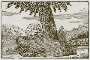 El león y el ratón (grabado) de English School