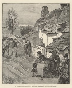 La Explosión de la Mina Llanerch, en Abersychan, Monmouthshire, trayendo a Casa a los Muertos (grabado) de English School