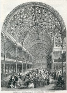 El Palacio de Cristal de Londres, Regent Circus, Oxford Street, 1858 de English School