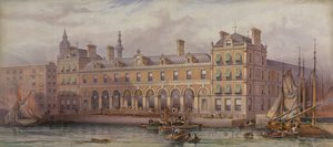 El mercado de pescado de Londres en Billingsgate, 20 de julio de 1877 de English School
