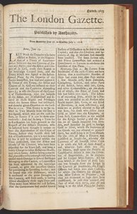 La Gaceta de Londres, número 5655, página 1, 28 de junio de 1718 de English School