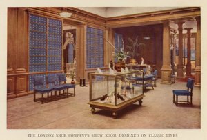 Show Room de The London Shoe Company, diseñado en Classic Lines (litografia en color) de English School