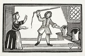 Las locuras de Tom Tram, ilustración de Chap-books del Siglo XVIII de John Ashton, pub. 1882 de English School