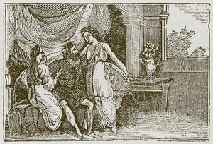 El hombre y sus dos esposas (grabado) de English School
