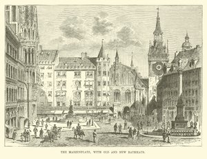 La Marienplatz, con el antiguo y nuevo Ayuntamiento