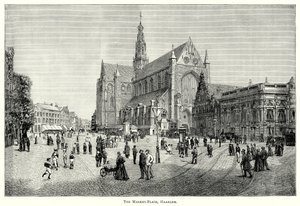 La plaza del mercado, Haarlem (grabado) de English School