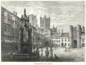 La plaza del mercado. Wells (grabado)
