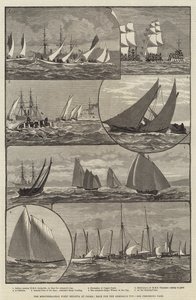 La Regata de la Flota del Mediterráneo en Palma, Carrera por la Copa del Almirante (grabado)