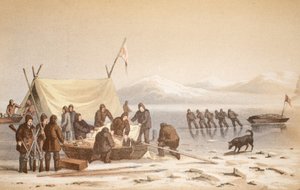 El encuentro en el Canal de Wellington, 14 de junio de 1851, ilustración de Viaje a la Bahía de Baffin y el Estrecho de Barrow..., 1852 de English School