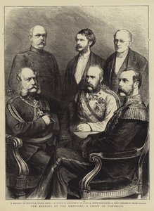 La reunión de los emperadores, un grupo de retratos (grabado) de English School
