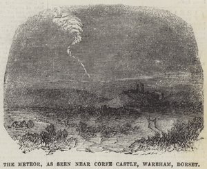 El meteoro, visto cerca del castillo de Corfe, Wareham, Dorset