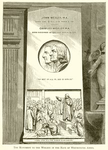 El monumento a los Wesley en la nave de la Abadía de Westminster de English School