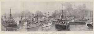 La Demostración Naval en la Apertura del Canal del Mar del Norte y Báltico (grabado) de English School