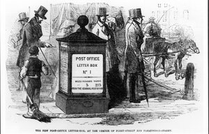 El Nuevo Buzón de Correos, en la Esquina de Fleet Street y Farringdon Street, de The Illustrated London News, 24 de marzo de 1855