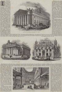 La Nueva Bolsa Real, Londres, con diseños alternativos (grabado)