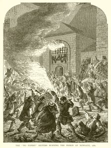 Los alborotadores de No Popery quemando la prisión de Newgate, 1780 de English School