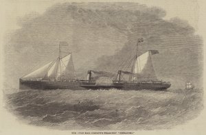 El barco de vapor de la Compañía de Correo Oceánico "Connaught" (grabado) de English School