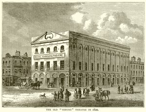 El viejo teatro Coburg en 1820 de English School