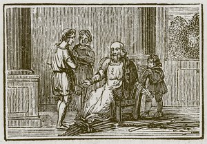 El viejo y sus hijos (grabado) de English School