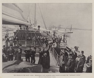 La apertura del Canal Báltico, salida del Sr. Gladstone de Tilbury a bordo del "Tantallon Castle" de English School