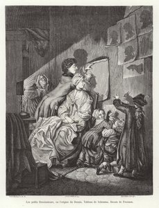 El origen de la pintura: una familia haciendo sombras chinas de English School