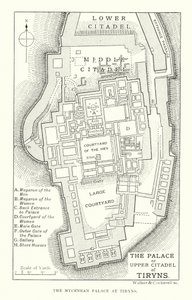 Palacio o ciudadela superior de Tirinto (litografía)