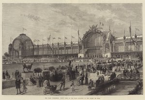 La Exposición de París, Vista Frontal del Edificio Principal en el Champ de Mars (grabado) de English School