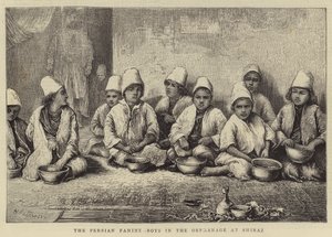 La hambruna persa, niños en el orfanato de Shiraz de English School