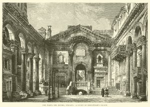 Plaza del Duomo, Spalato, Patio del Palacio de Diocleciano (grabado) de English School