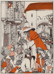 El flautista de Hamelin (litografía en color)