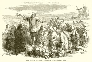 Los Padres Peregrinos desembarcando en Nueva Inglaterra, 1660