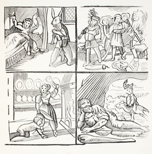 La historia agradable de Jack Horner, ilustración de Chap-books del siglo XVIII de John Ashton, pub. 1882 de English School