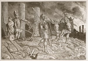 El arado pasando sobre el sitio de Cartago de English School