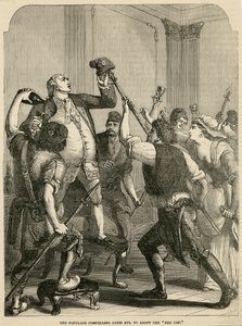 El pueblo obligando a Luis XVI a adoptar el gorro rojo, 1792