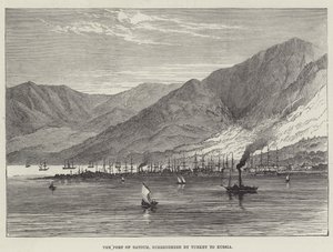 El puerto de Batoum, entregado por Turquía a Rusia (grabado) de English School