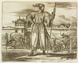 El Primer General del Ejército Chino, ilustración de una descripción de Embajadas a China, 1690 de English School