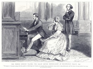El Príncipe Consorte tocando el órgano ante Mendelssohn en el Palacio de Buckingham, 1842
