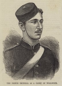El Príncipe Imperial como Cadete de Woolwich (grabado) de English School
