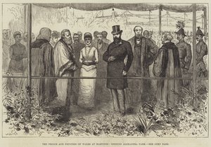 El Príncipe y la Princesa de Gales en Hastings, inaugurando el Parque Alexandra (grabado) de English School