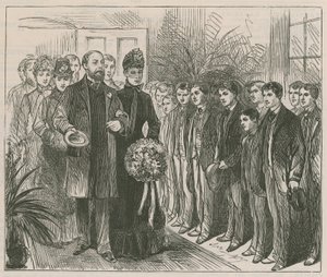 El Príncipe y la Princesa de Gales inaugurando el Instituto de Jóvenes Trabajadores, Whitechapel de English School