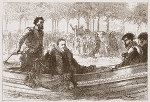 El Príncipe de Orange en su barcaza camino a Bruselas, ilustración de La Historia del Protestantismo de James Aitken Wylie (1808-1890), pub. 1878